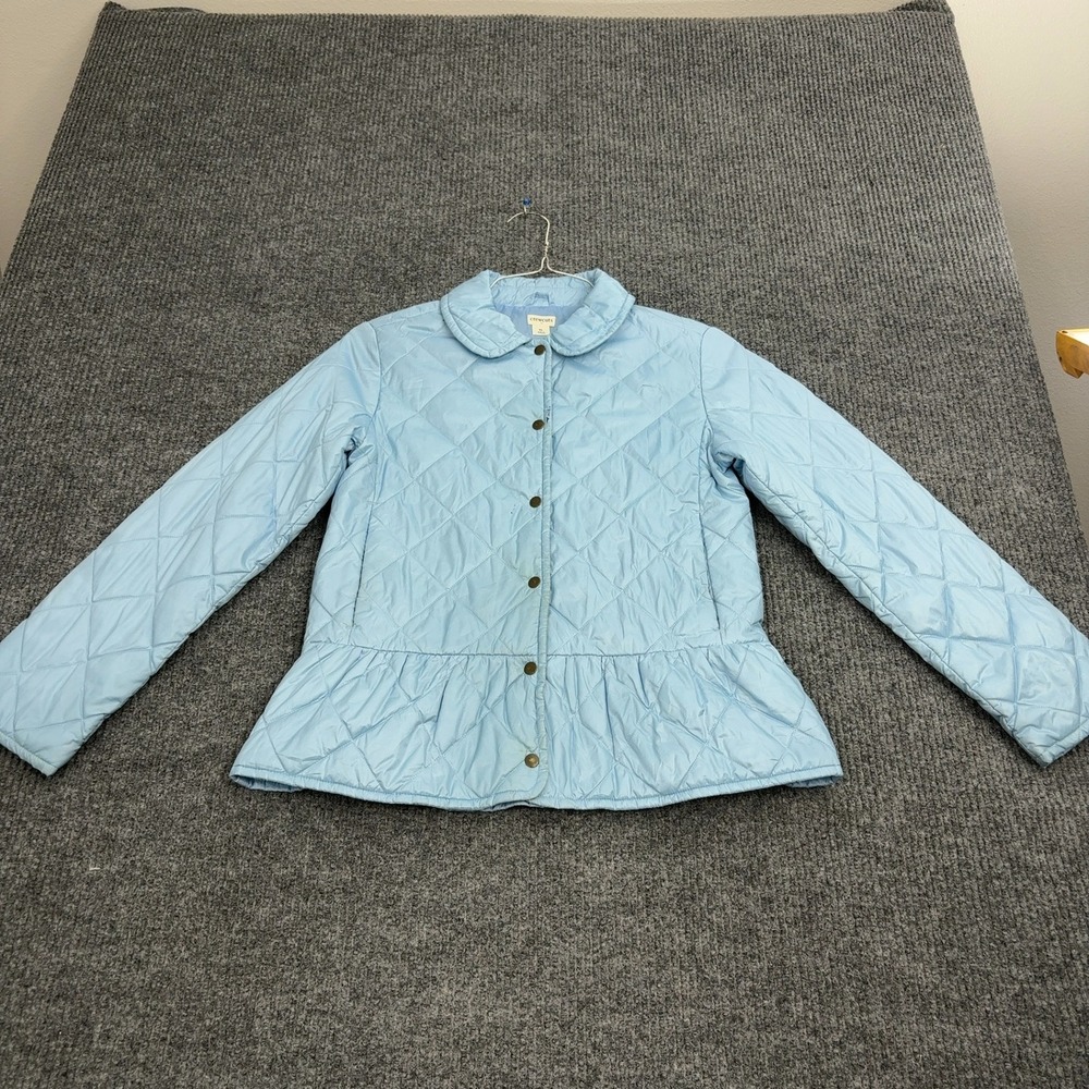 Crewcuts Quilted Jacket Girls XL Blue Polyester Peplum Diamond Quilt Preppy